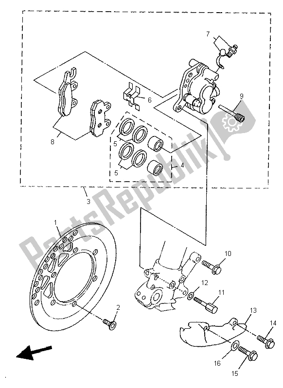 Toutes les pièces pour le étrier De Frein Avant du Yamaha YZ 250 1996