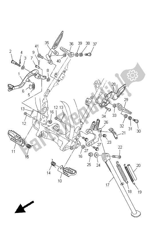 All parts for the Stand & Footrest of the Yamaha WR 250R 2014