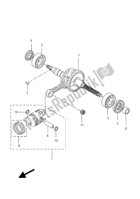 All parts for the Crankshaft & Piston of the Yamaha YQ 50L Aerox 50 TH Anniversary 2012