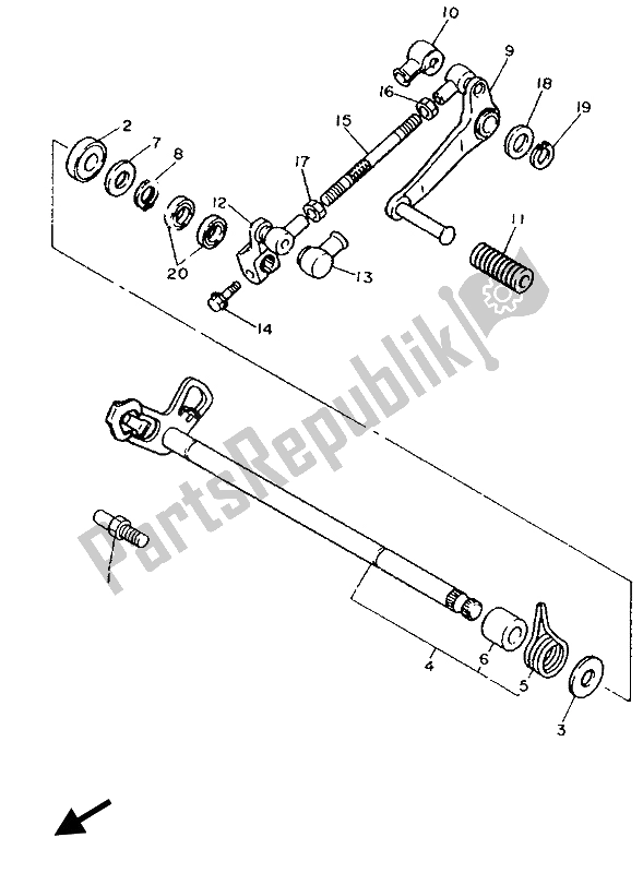 All parts for the Shift Shaft of the Yamaha FJ 1200 1986