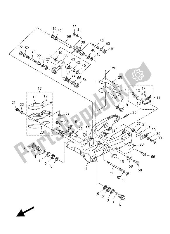 Todas las partes para Brazo Trasero de Yamaha VMX 17 1700 2012