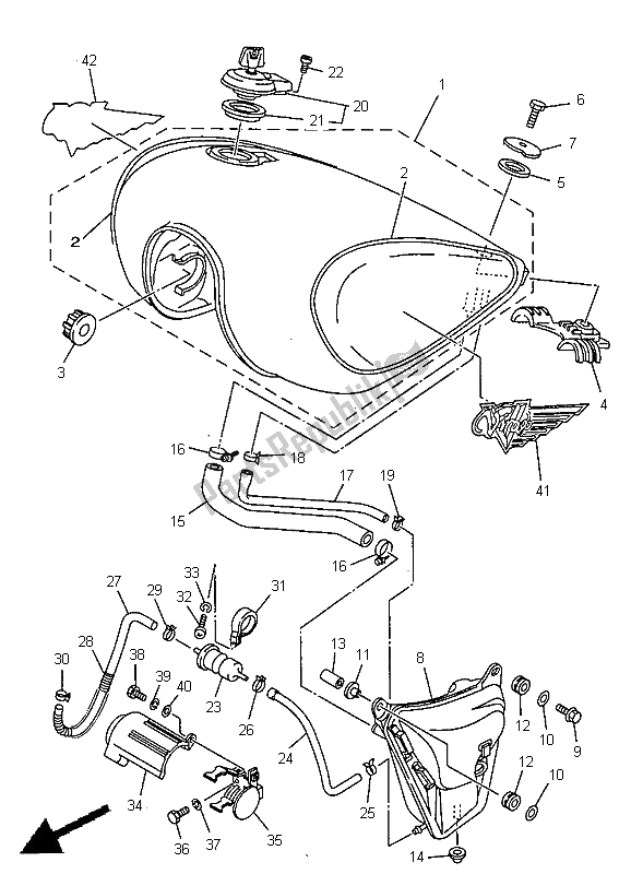 Toutes les pièces pour le Réservoir D'essence du Yamaha XV 1100 Virago 1997