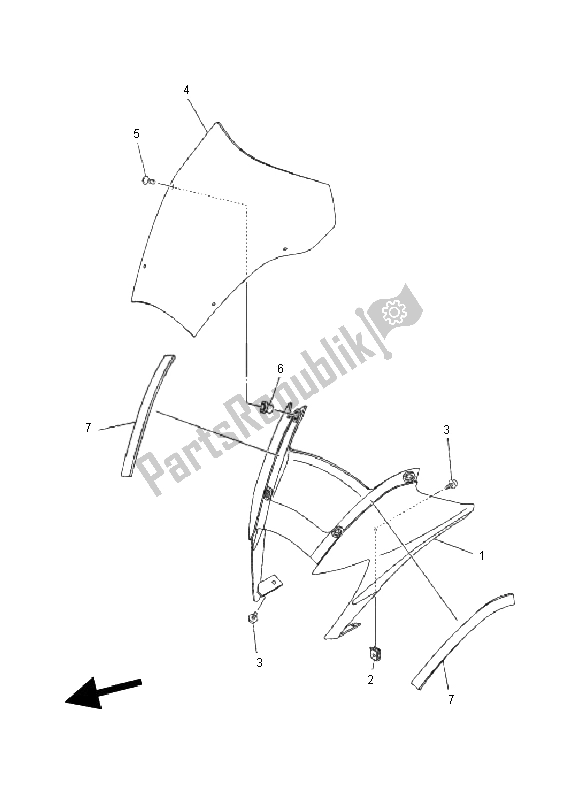 All parts for the Cowling 1 of the Yamaha XT 660R 2011