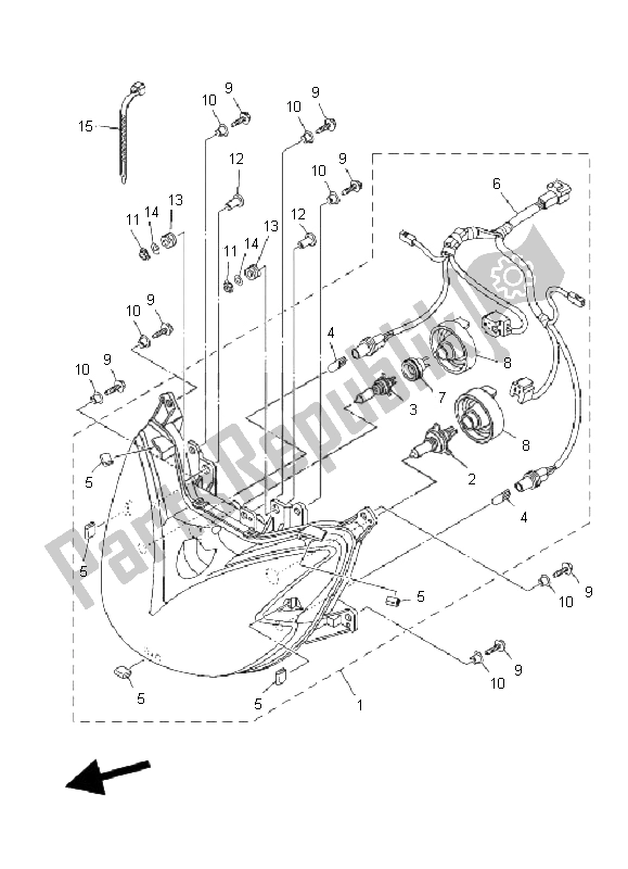 All parts for the Headlight of the Yamaha YP 400A Majesty 2011