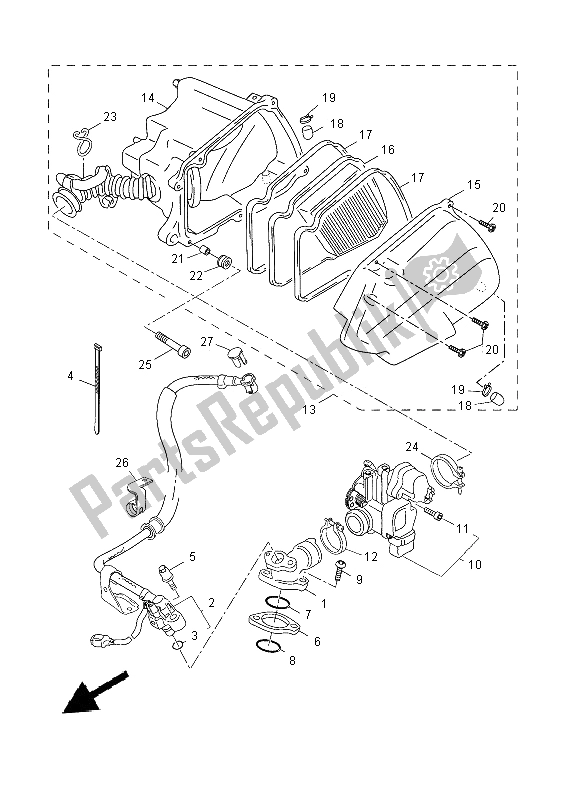 All parts for the Intake of the Yamaha YN 50F 2014