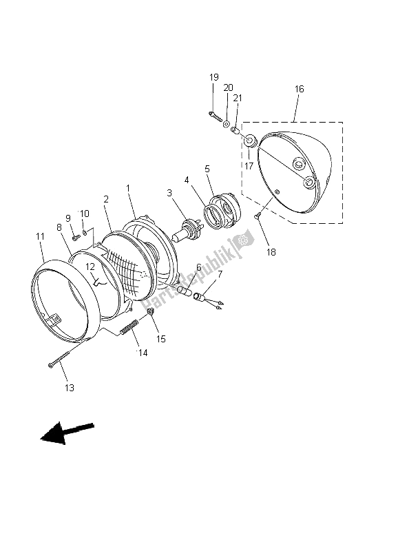 Tutte le parti per il Faro del Yamaha XVS 1100A Dragstar Classic 2002