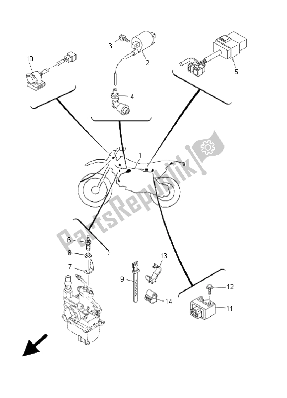 All parts for the Electrical 1 of the Yamaha TT R 90 M 2000