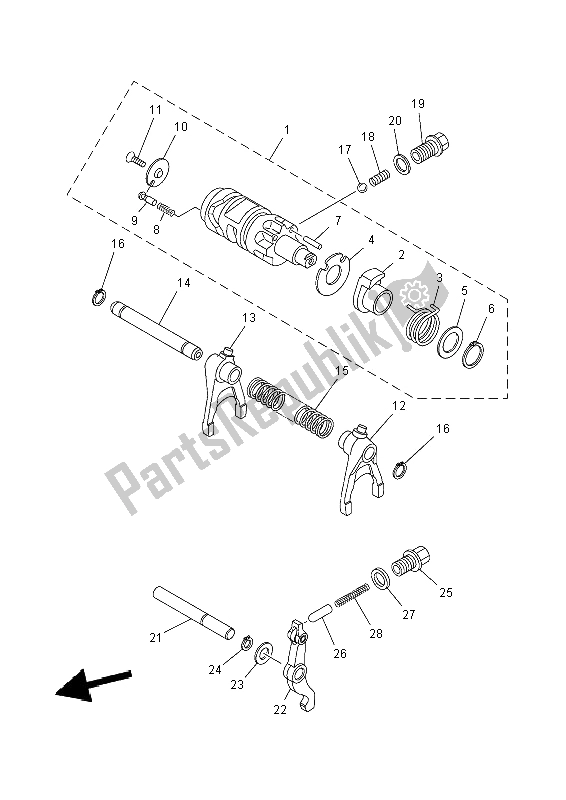 All parts for the Shift Cam & Fork of the Yamaha YFM 550 Fwad Dpbse Grizzly 4X4 2014