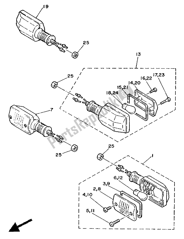 Alle onderdelen voor de Knipperlicht van de Yamaha TZR 125 1991