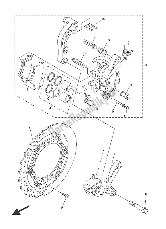 Todas las partes para Pinza De Freno Delantero de Yamaha YZ 125 2016