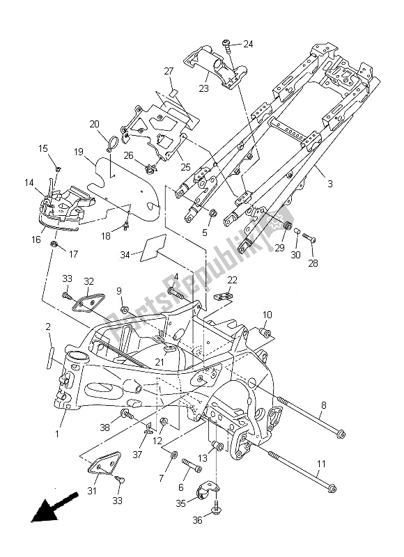 All parts for the Frame of the Yamaha FZ8 S 800 2014