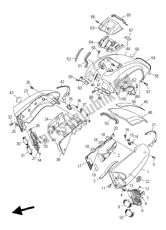 Tutte le parti per il Coperchio Laterale del Yamaha VMX 17 1700 2009