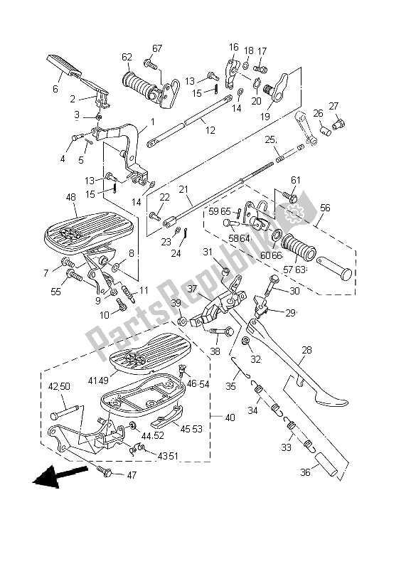 All parts for the Stand & Footrest of the Yamaha XVS 650A Dragstar Classic 2002