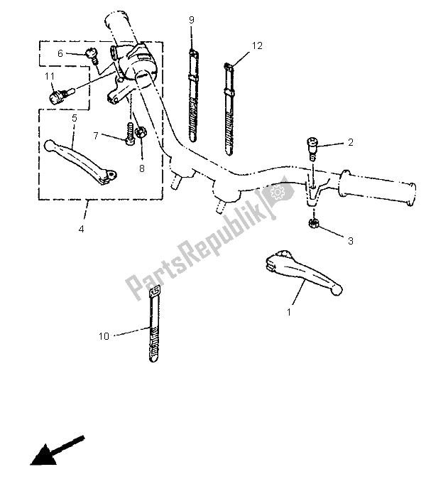 All parts for the Handle Switch & Lever of the Yamaha PW 50 1995