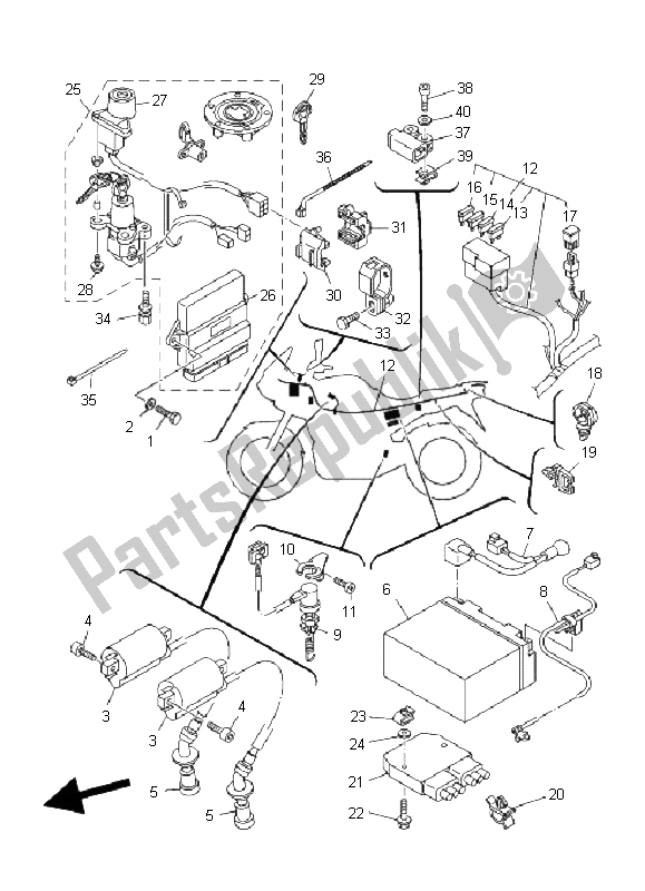 All parts for the Electrical 1 of the Yamaha TDM 900 2008