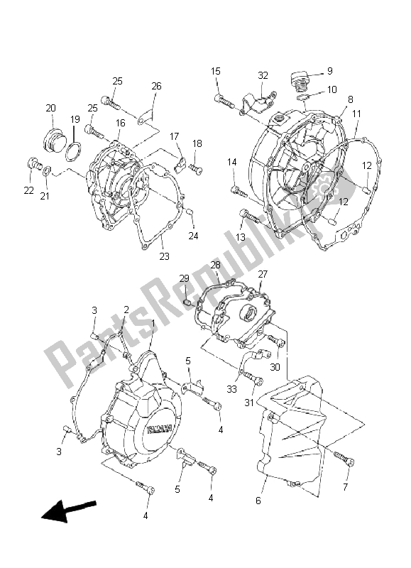 All parts for the Crankcase Cover 1 of the Yamaha FZ6 Sahg 600 2009