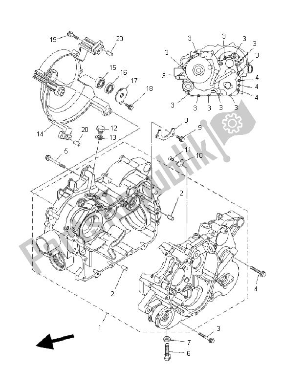 All parts for the Crankcase of the Yamaha YFM 350 FA Bruin 4X4 2004