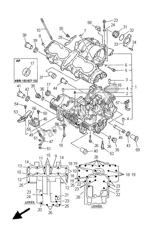 Todas as partes de Bloco Do Motor do Yamaha XJ 600S Diversion 1997