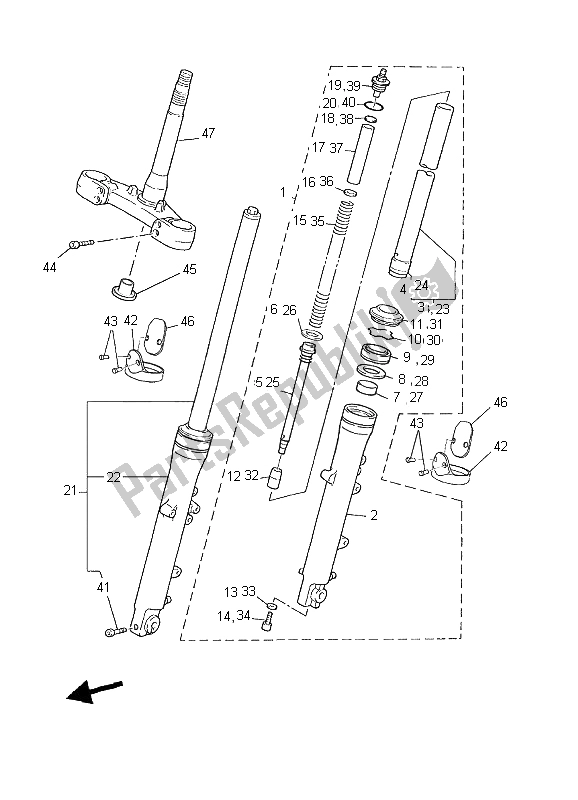 Wszystkie części do Przedni Widelec Yamaha BT 1100 Bulldog 2006