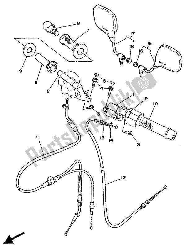 Todas as partes de Manivela E Cabo De Direção do Yamaha TZR 125 1990