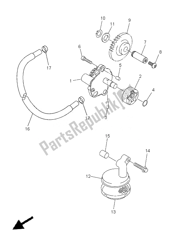 All parts for the Oil Pump of the Yamaha WR 450F 2013