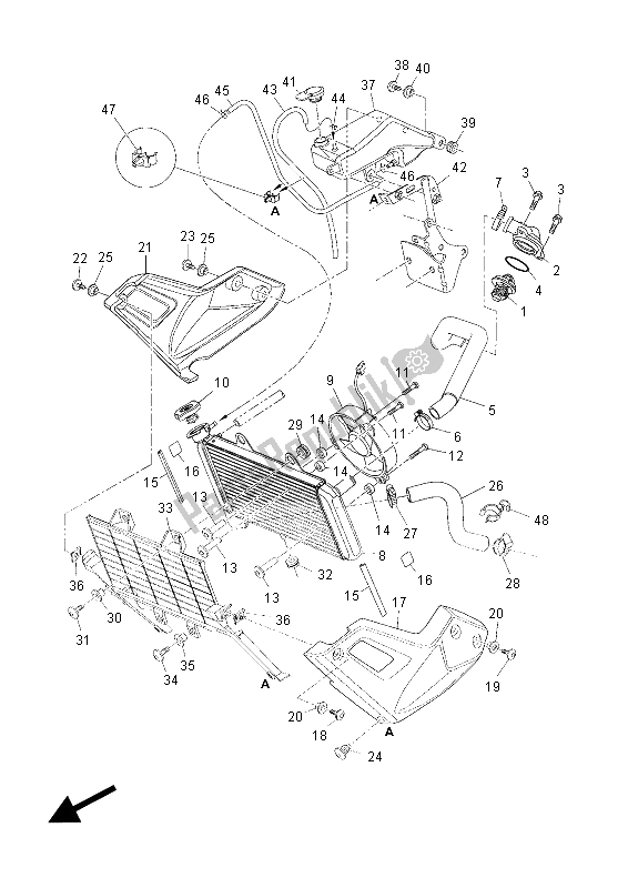 Alle onderdelen voor de Radiator Slang van de Yamaha XT 660 ZA Tenere 2015