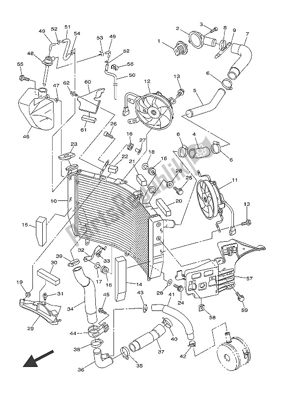 Alle onderdelen voor de Radiator Slang van de Yamaha YZF R6 600 2016