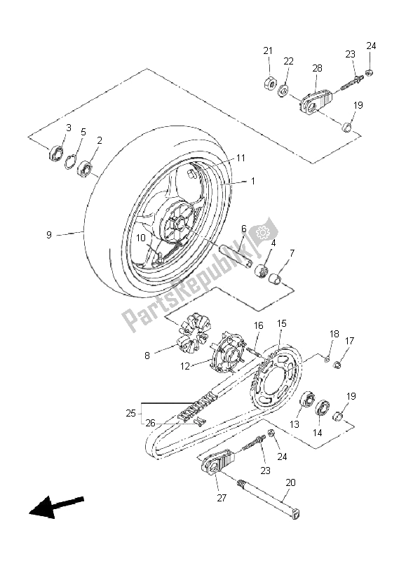 Tutte le parti per il Ruota Posteriore del Yamaha YZF R6 600 2011