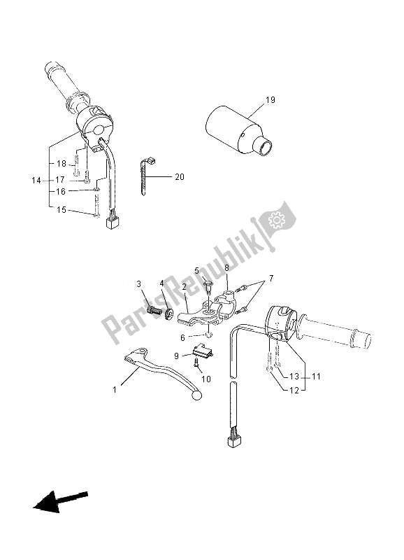 All parts for the Handle Switch & Lever of the Yamaha XT 660Z Tenere 2010