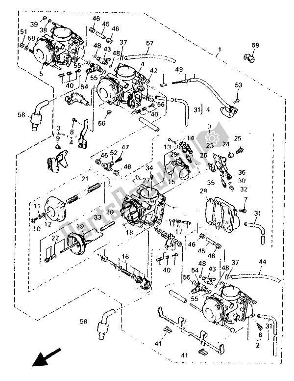 Alle onderdelen voor de Carburator van de Yamaha YZF 750R 1994
