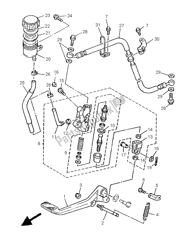 Todas las partes para Cilindro Maestro Trasero de Yamaha XJR 1200 1997