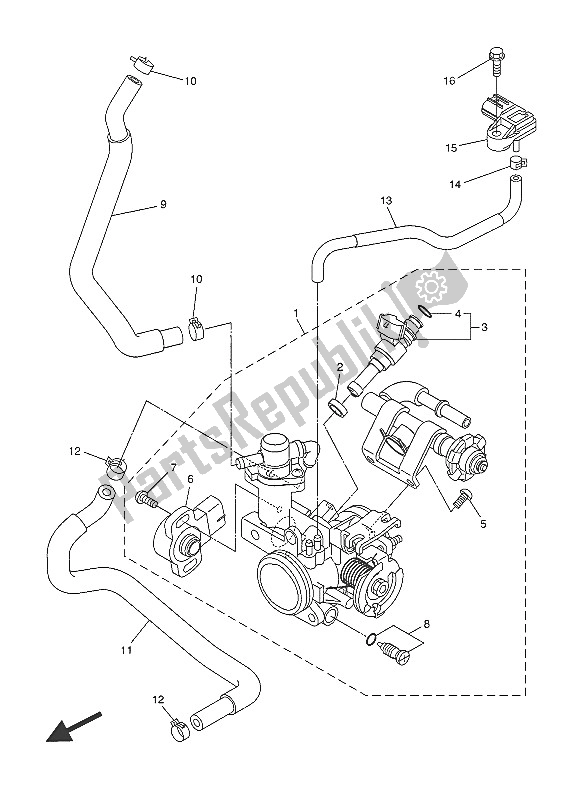 All parts for the Intake 2 of the Yamaha WR 250R 2016