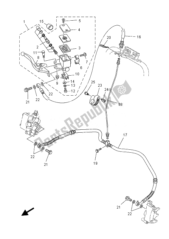 All parts for the Front Master Cylinder of the Yamaha YFM 700 Rsed 2013