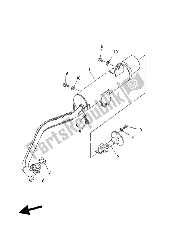 All parts for the Exhaust of the Yamaha YFM 50R 2007