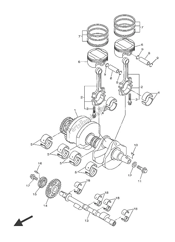 Toutes les pièces pour le Vilebrequin Et Piston du Yamaha VMX 17 1700 2016