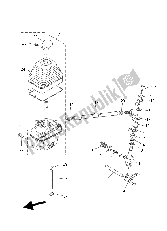 All parts for the Shift Shaft of the Yamaha YFM 350 FA Bruin 4X4 2004