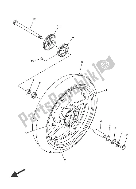 All parts for the Front Wheel of the Yamaha XJ6 FA 600 2016