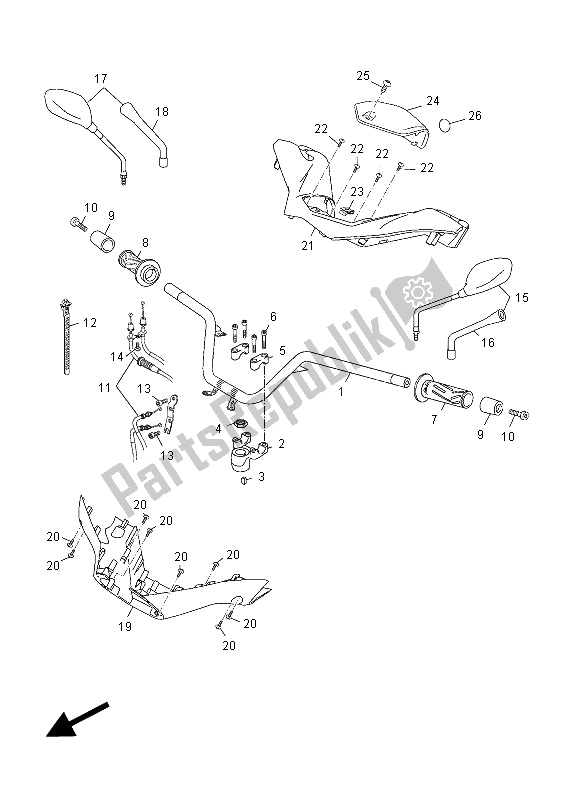 Tutte le parti per il Maniglia E Cavo Dello Sterzo del Yamaha YP 250R X MAX 2012