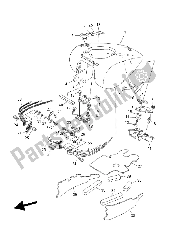 Alle onderdelen voor de Benzinetank van de Yamaha XV 1900A 2011