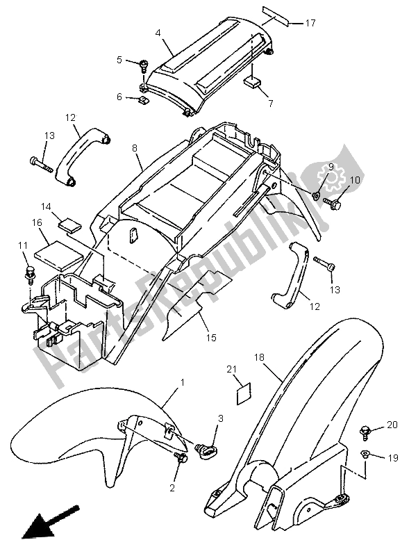 All parts for the Fender of the Yamaha TDR 125 1996