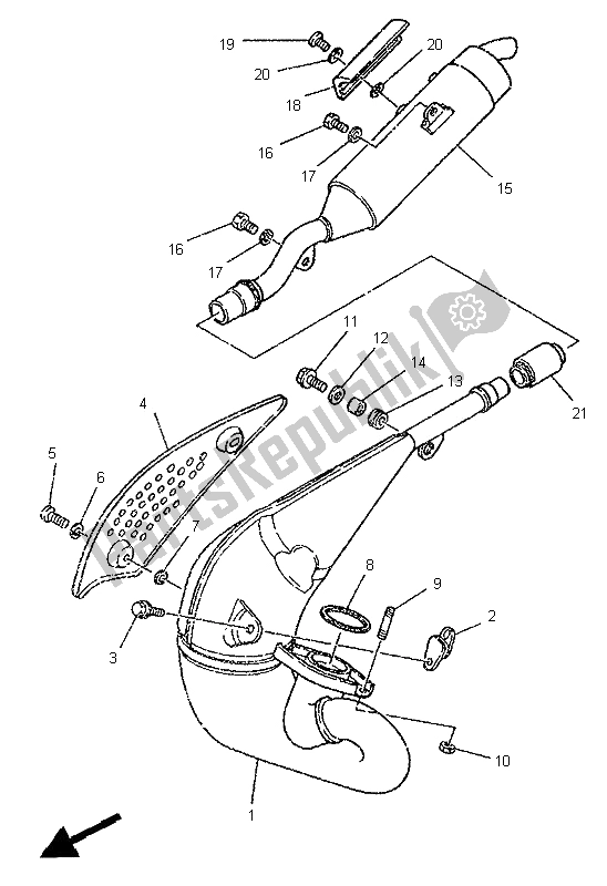 All parts for the Exhaust of the Yamaha DT 125R 1995