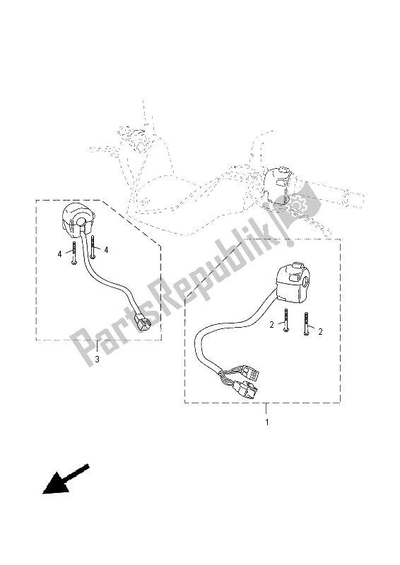 All parts for the Handle Switch & Lever of the Yamaha YP 400 RA 2015