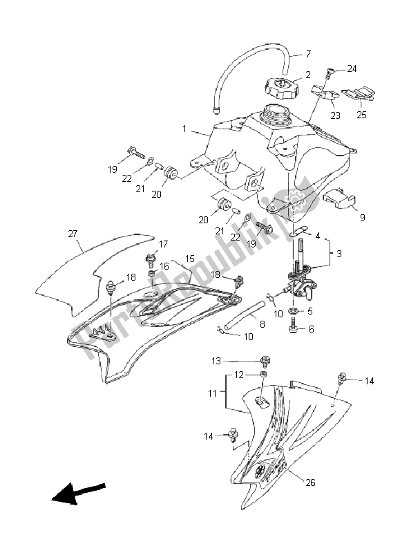 Todas las partes para Depósito De Combustible de Yamaha TT R 50E 2011