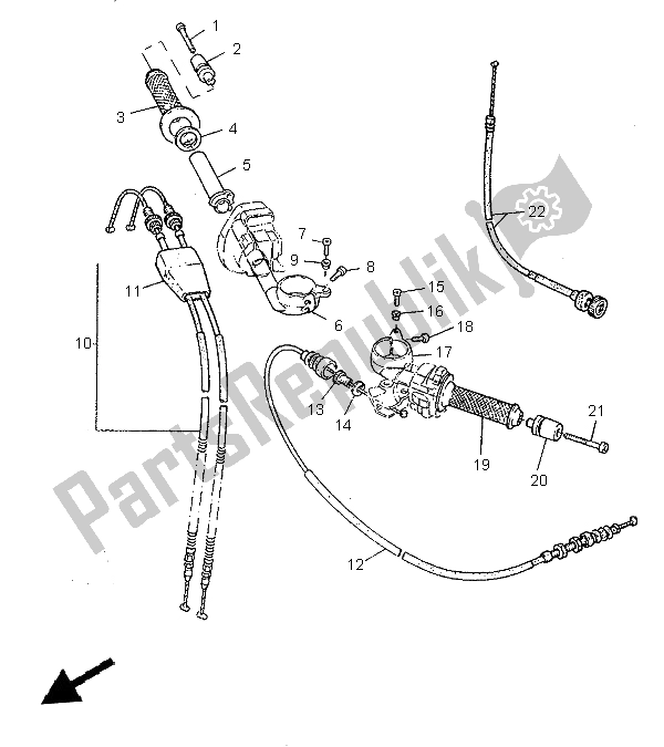 All parts for the Steering Handle & Cable of the Yamaha SZR 660 1997