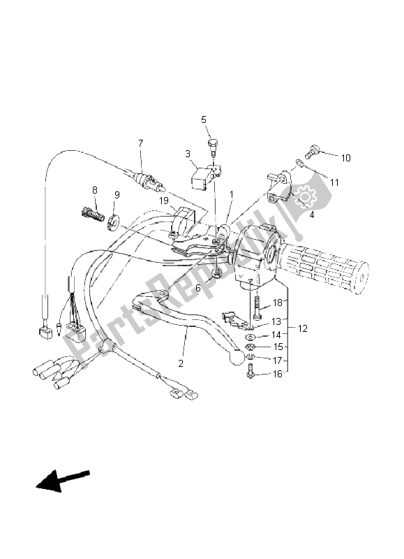 All parts for the Handle Switch & Lever of the Yamaha YFM 400A Kodiak 2X4 2004