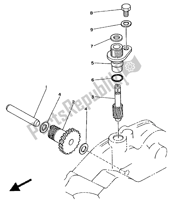 All parts for the Tachometer Gear of the Yamaha DT 125 LC 1987