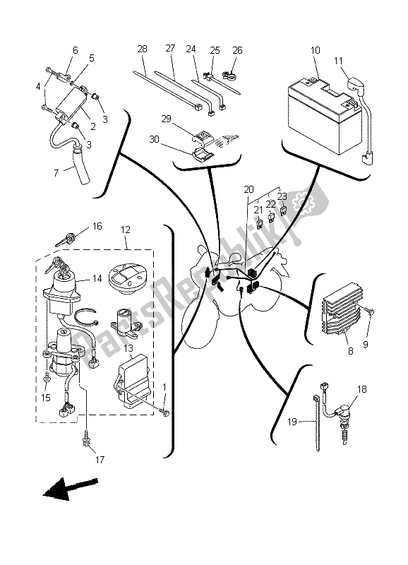 All parts for the Electrical 1 of the Yamaha XT 660R 2009