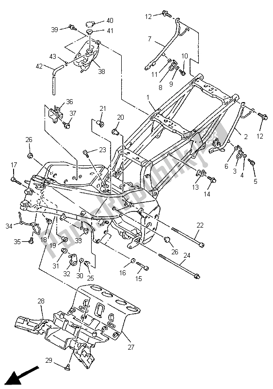 Alle onderdelen voor de Kader van de Yamaha YZF 1000R Thunderrace 1998