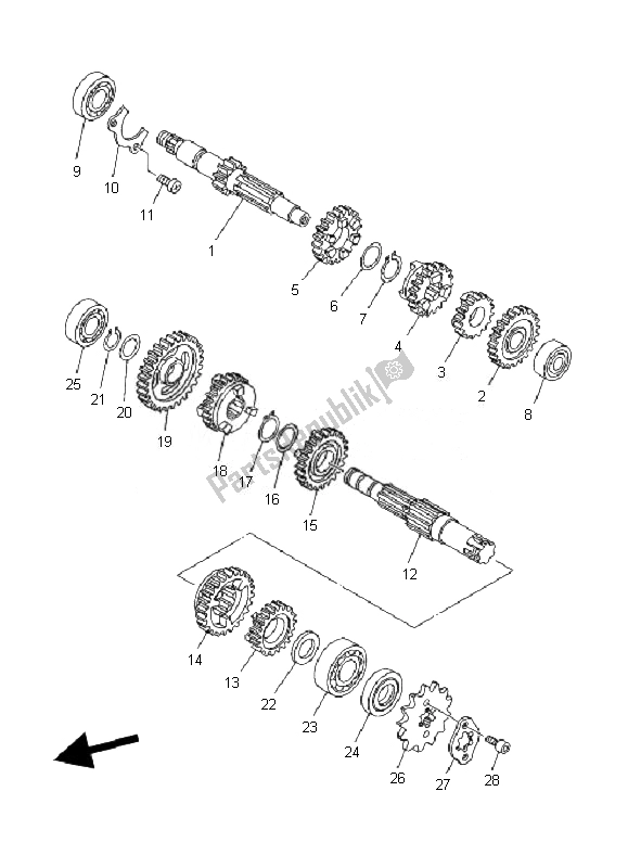 Tutte le parti per il Trasmissione del Yamaha TT R 125 SW LW 2007