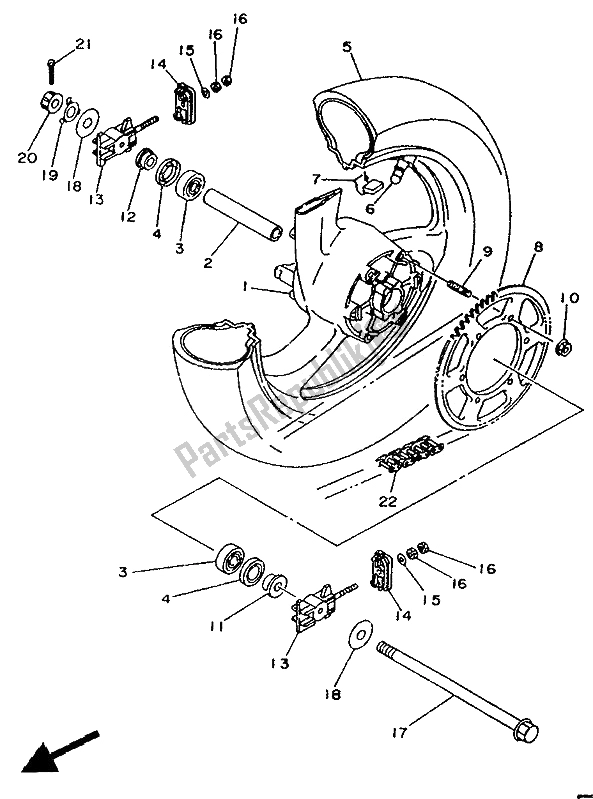 Tutte le parti per il Ruota Posteriore (per Se) del Yamaha TDR 125 1994
